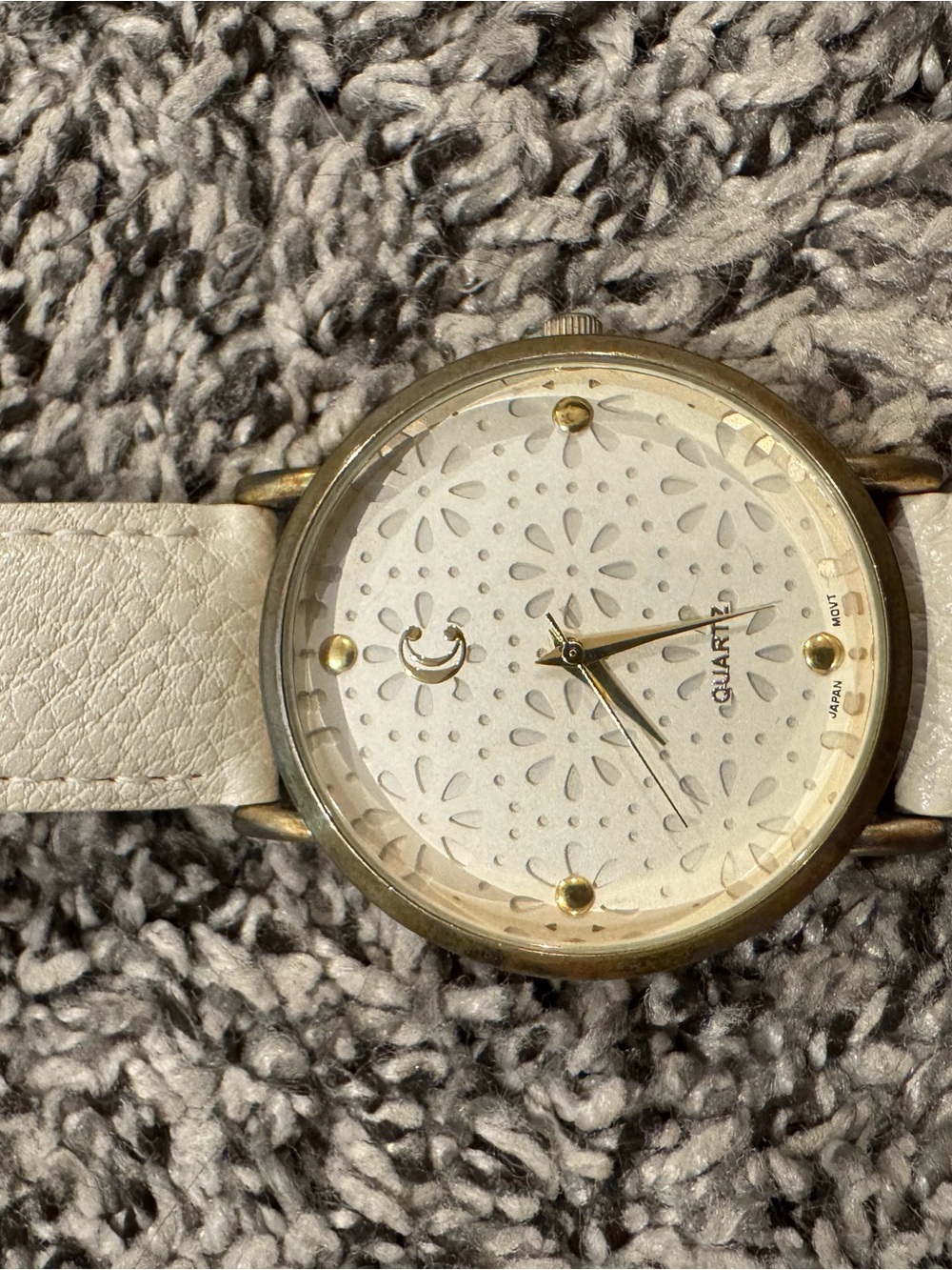 Charming Charlie Cream Leather Strap Watch with Gold Accents - Picture 2 of 5